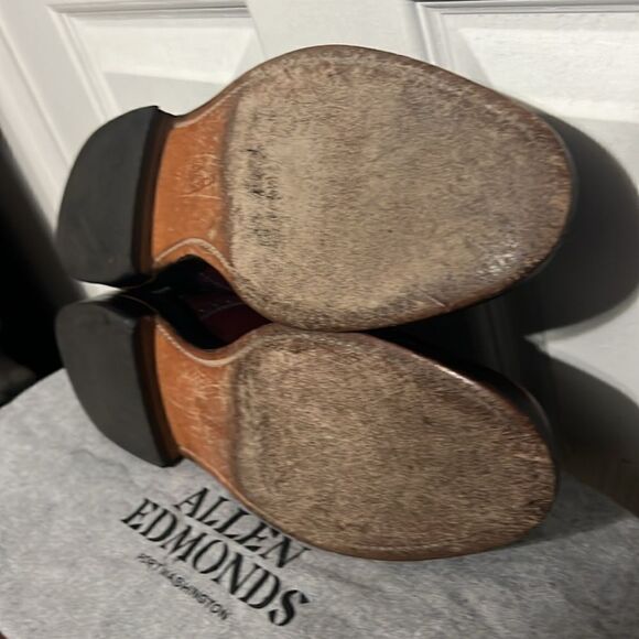 🔥🔥 ALLEN EDMONDS Lexington Burgundy Ox Blood Cap-Toe Oxford Shoes Sz 9.5C -EUC - Picture 11 of 12